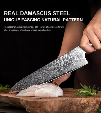 SAKUTO (作東) Japanese Damascus Steel Kitchen Knife Set With Resin Handle