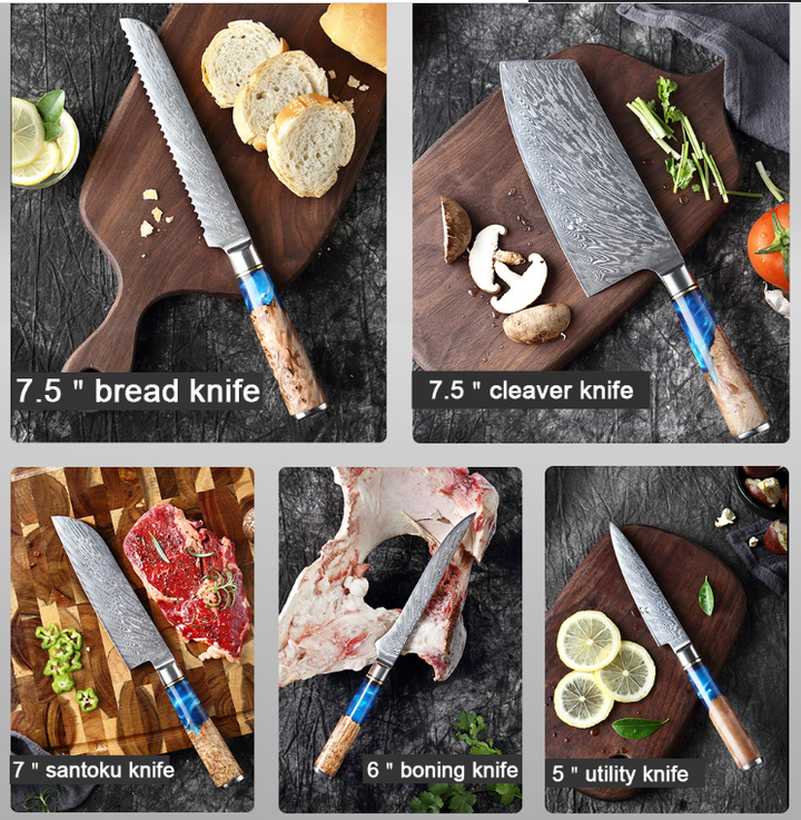 Sakuto Japanese Knives Chef Knife Set Best Japanese Damascus Knives Ultra Sharp Blade