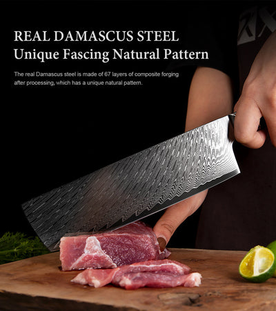 SAKUTO (作東) Japanese Damascus Steel Kitchen Knife Set With Resin Handle