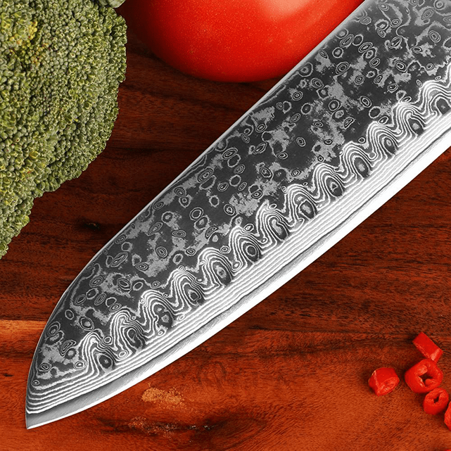 Akarui (あかるい) Japanese Santoku Chef Knife with Ebony Handle